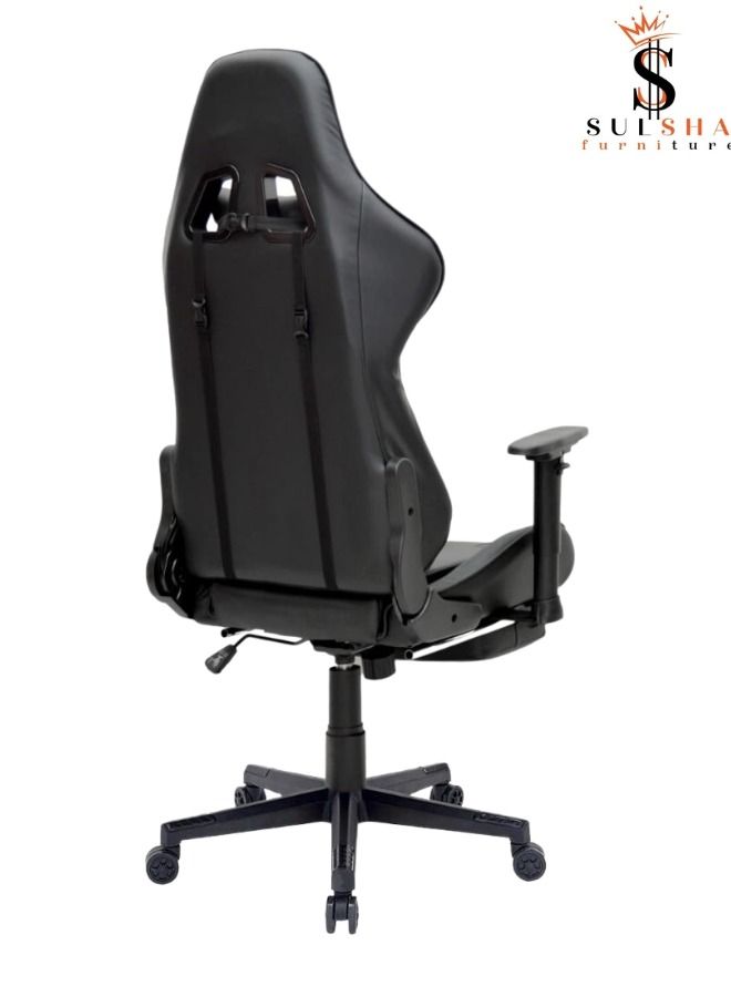 Executive Ergonomic Computer Desk Chair for Office and Gaming with headrest back comfort and lumbar support Black