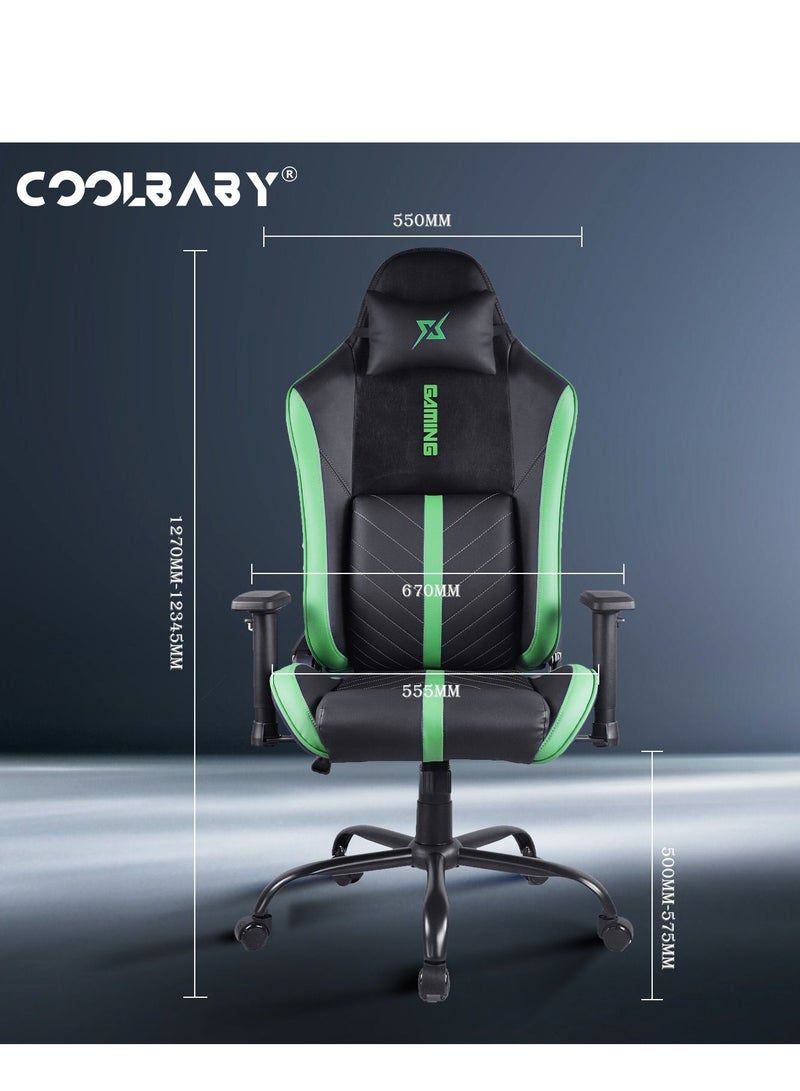 Gaming Chair Ergonomic Office Chair,180° Recliner System,2D Adjustable Arm-Rest With Three-gear Backrest Adjustment