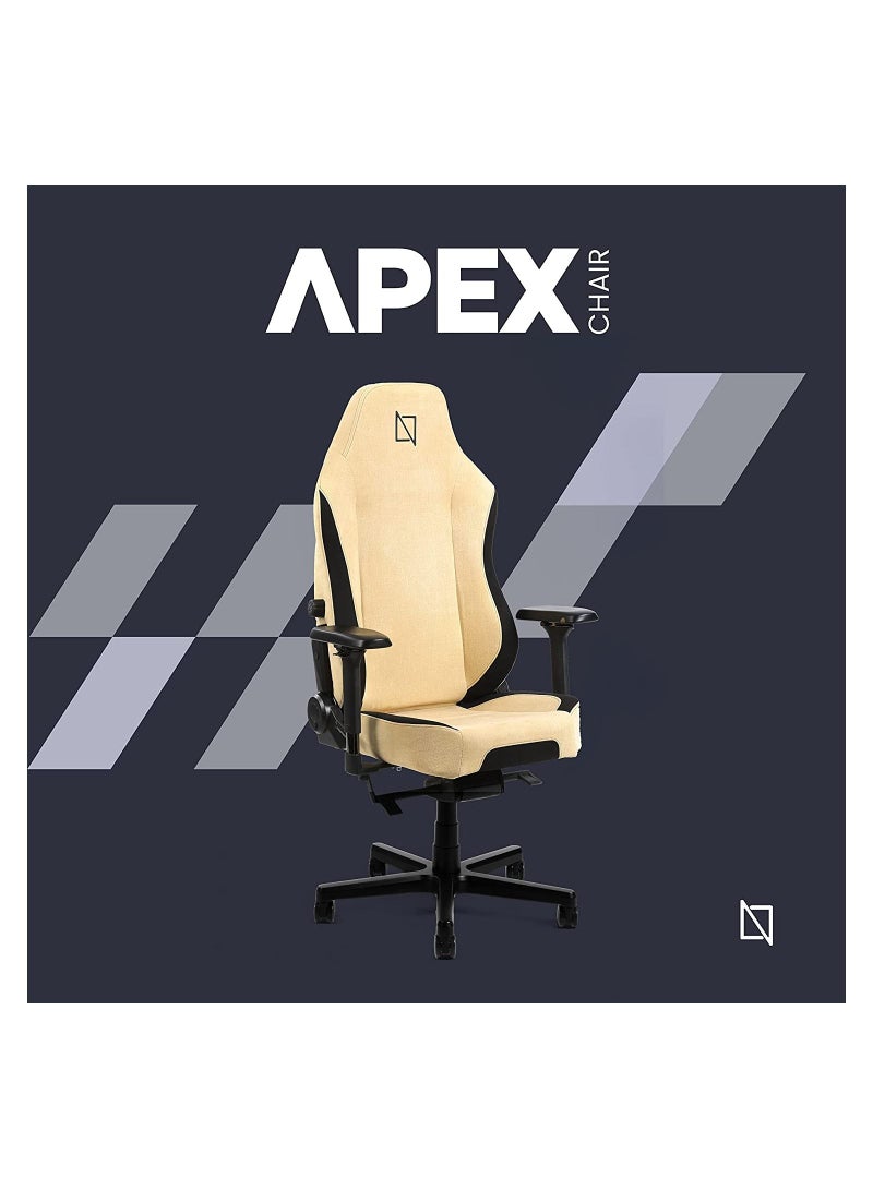 APEX Chair Premium Ergonomic Soft Fabric Gaming Chair with Memory Foam Pillows Magnetic Headrest Integrated Lumbar Support By Navodesk Desert Sand