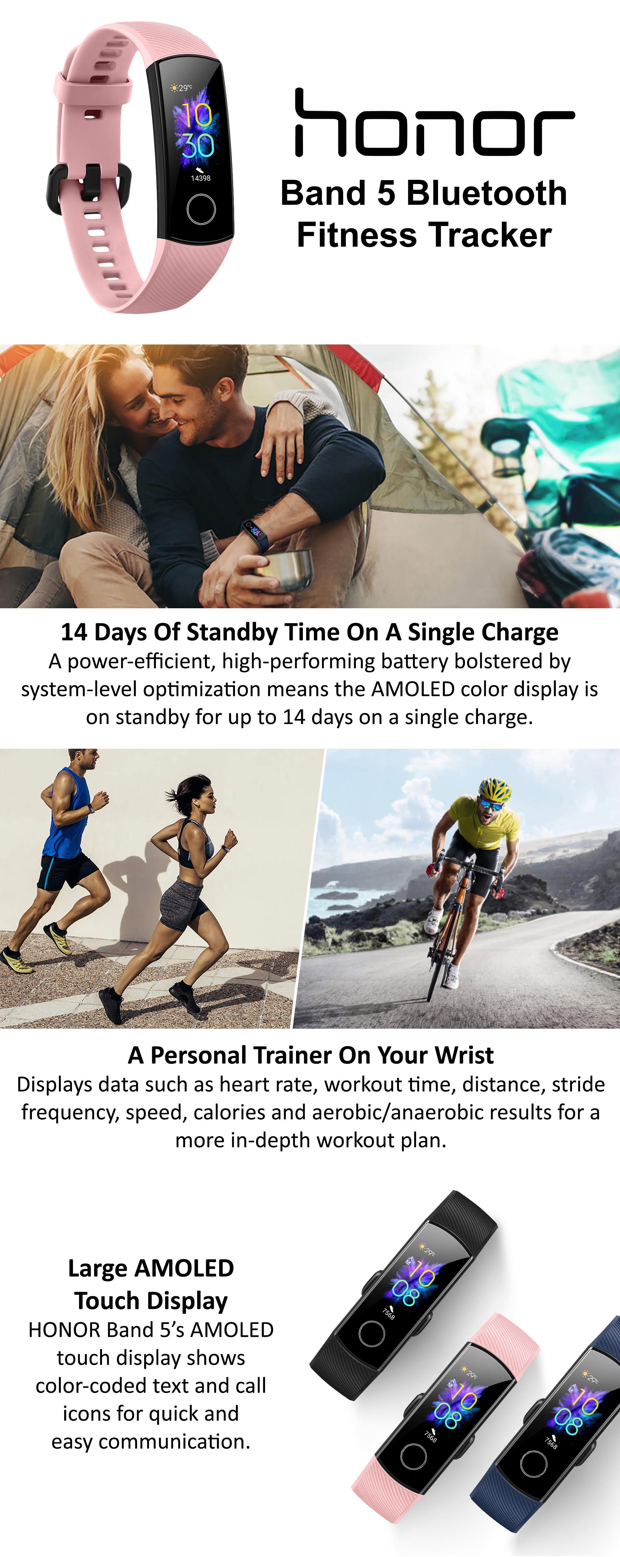 Band 5 Bluetooth Fitness Tracker Coral Pink