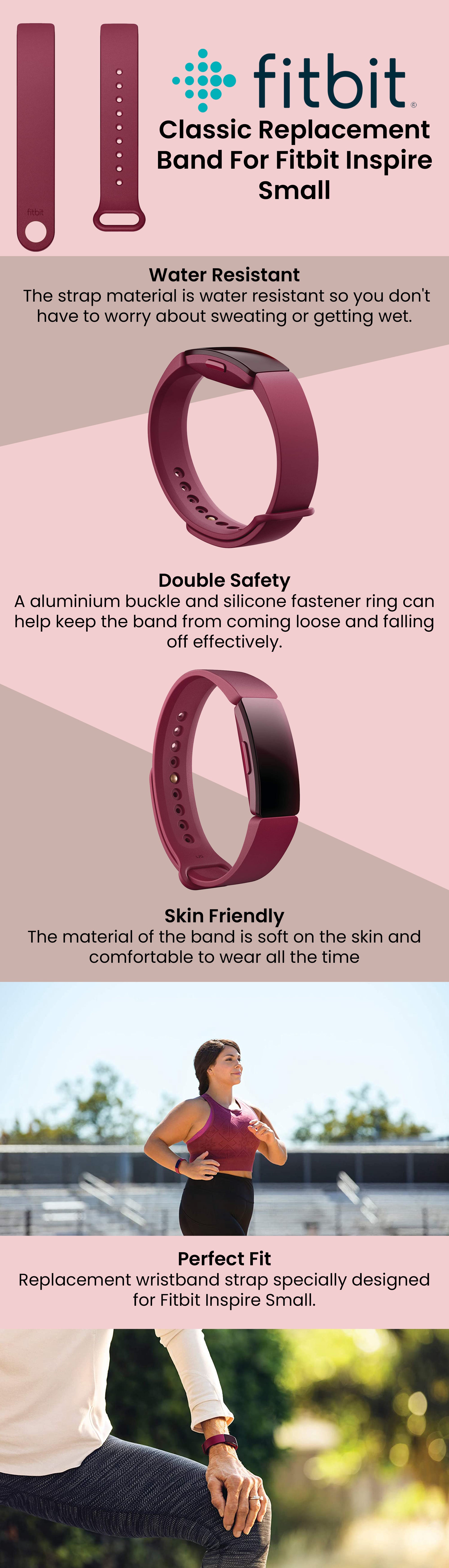 Classic Replacement Band For Fitbit Inspire Small Sangria