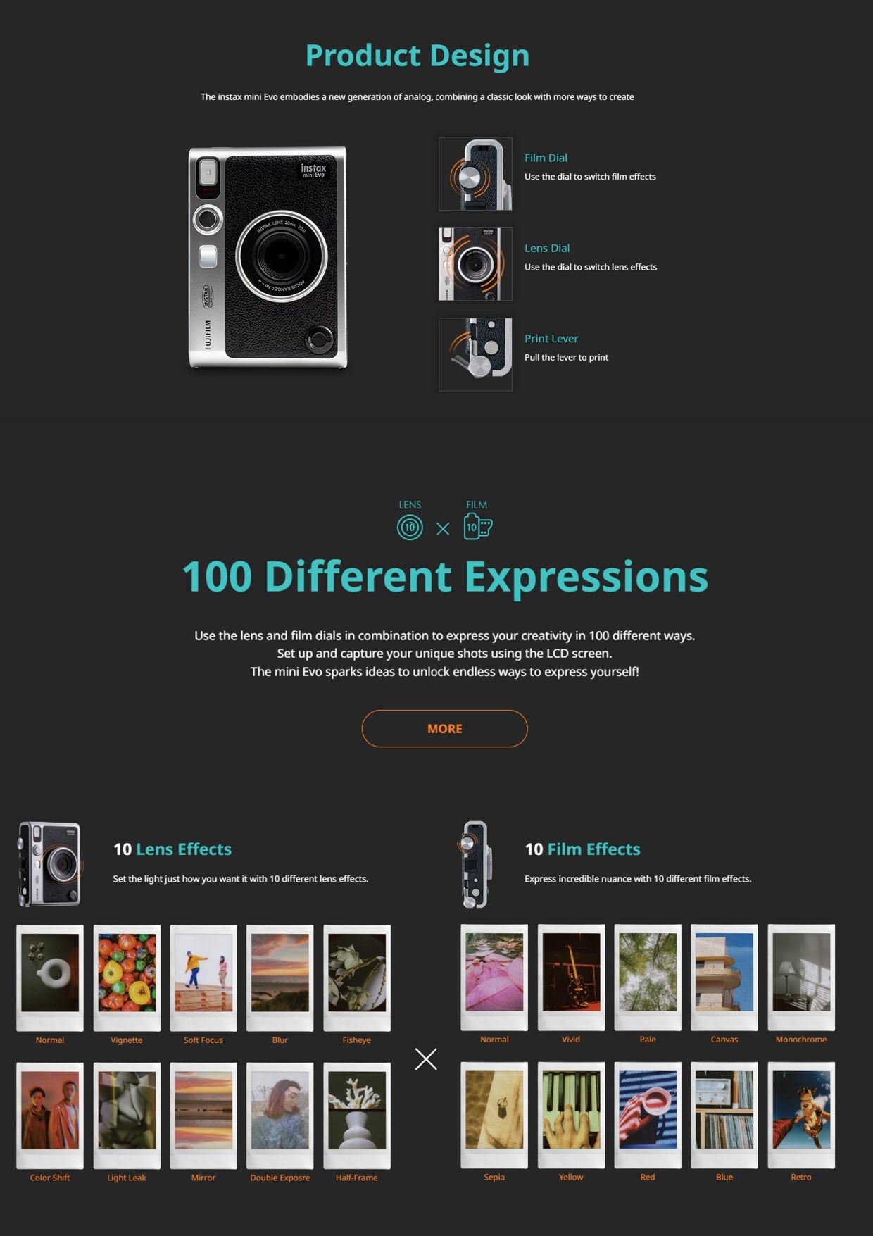 Instax Mini EVO Hybrid Instant Camera – Black (USB-C) | Instant Print with Digital Preview, Creative Modes & Built-In Selfie Mirror