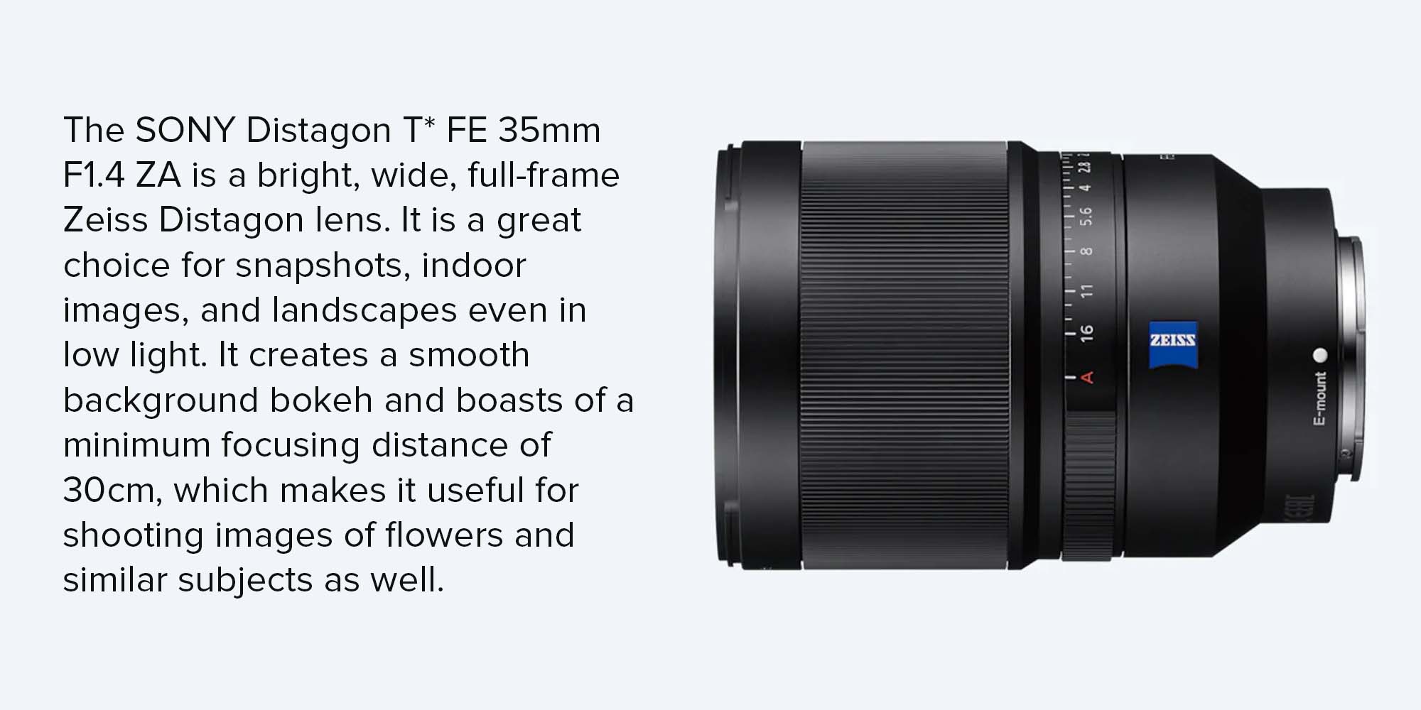 Distagon T* FE 35mm F1.4 ZA ZEISS Full Frame Wide-Angle Prime Lens Black