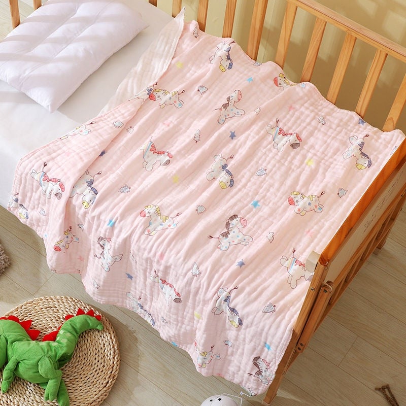 6-Layer Breathable High Quality Baby's Blanket Cotton Pink One Size