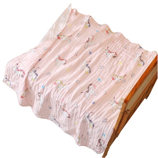6-Layer Breathable High Quality Baby's Blanket Cotton Pink One Size