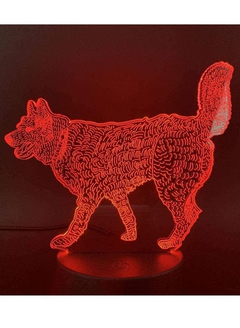 3D Optical Illusion Night Light 16 Colors Remote Control Optical LED Night Light Desk LED Touch Table Nightstand Ligh Wolf