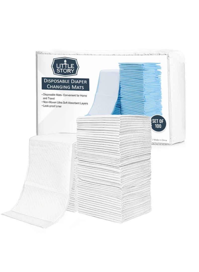 Pack Of 100 Portable Disposable Diaper Changing Soft Waterproof Mats - White