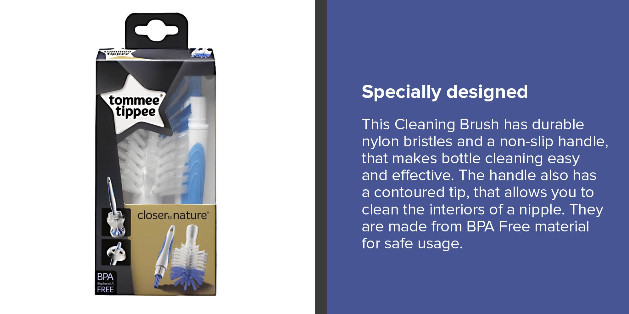 Closer to Nature Baby Bottle And Teat Cleaning Brush - Blue