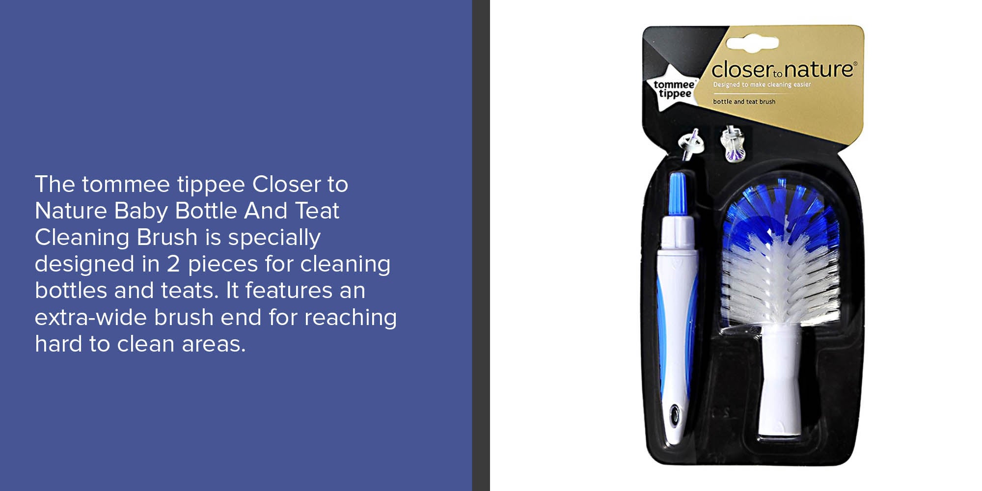 Closer to Nature Baby Bottle And Teat Cleaning Brush - Blue