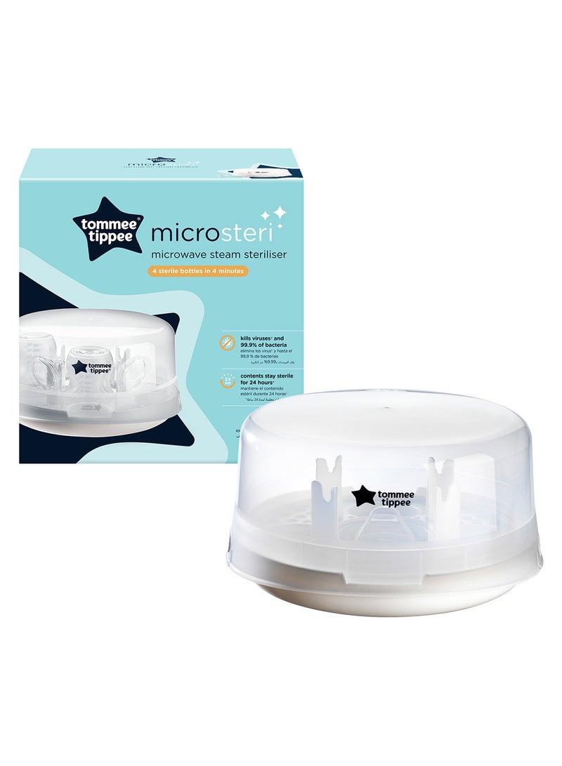 Microwave Steam SteriliserFor Baby Bottles And Accessories, Kills Viruses And 99.9% Of Bacteria, 4-Minute Sterilisation Cycle