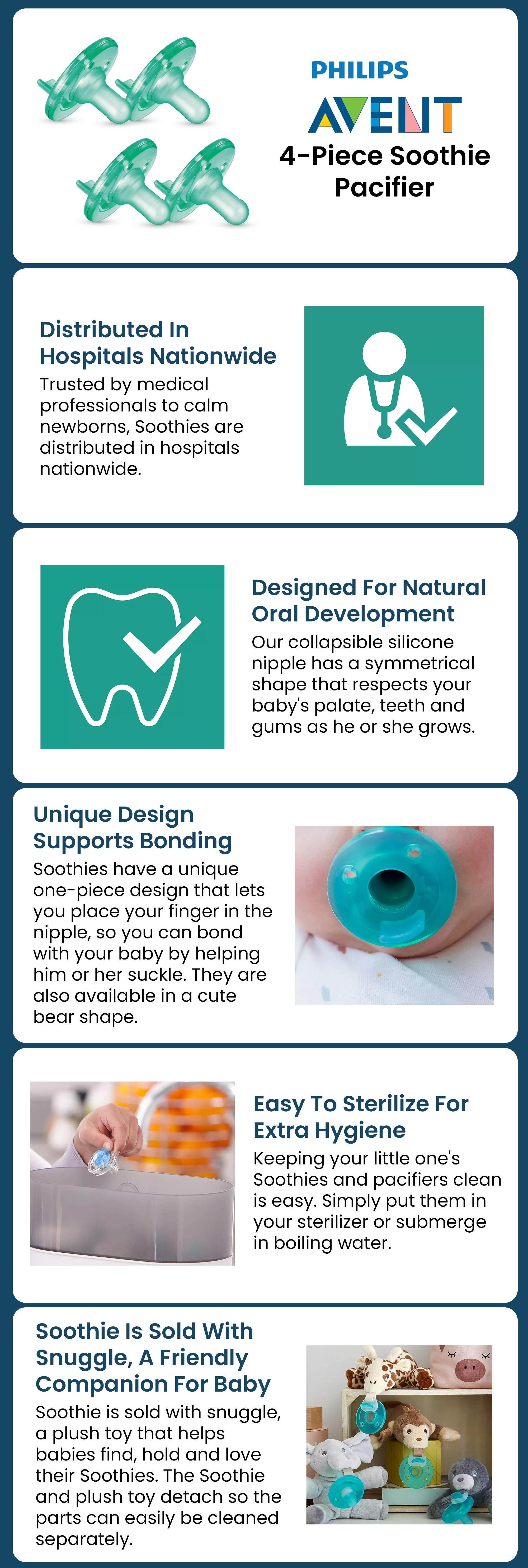 4-Piece Orthodontic Design Pacifiers, BPA-free for Up to 3 Months, Green - SCF190/41