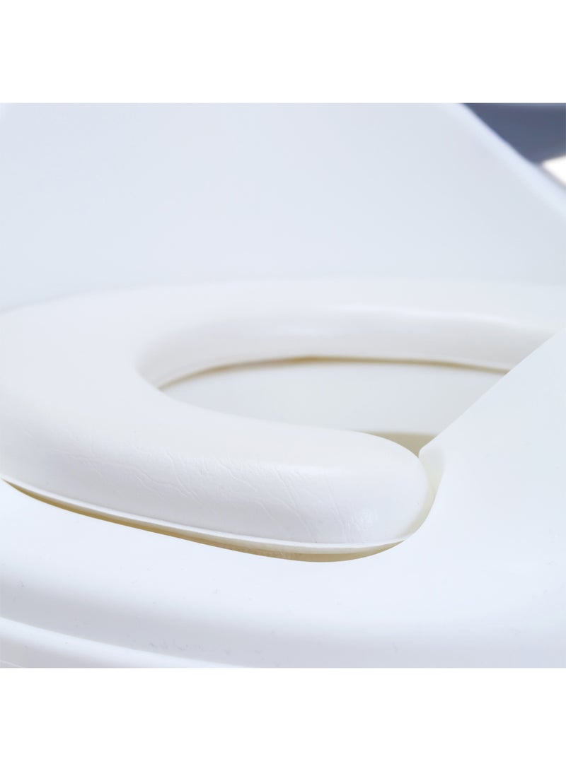 Potty Trainer Cushioned Seat Durable For Baby With Cushion And Handles- White