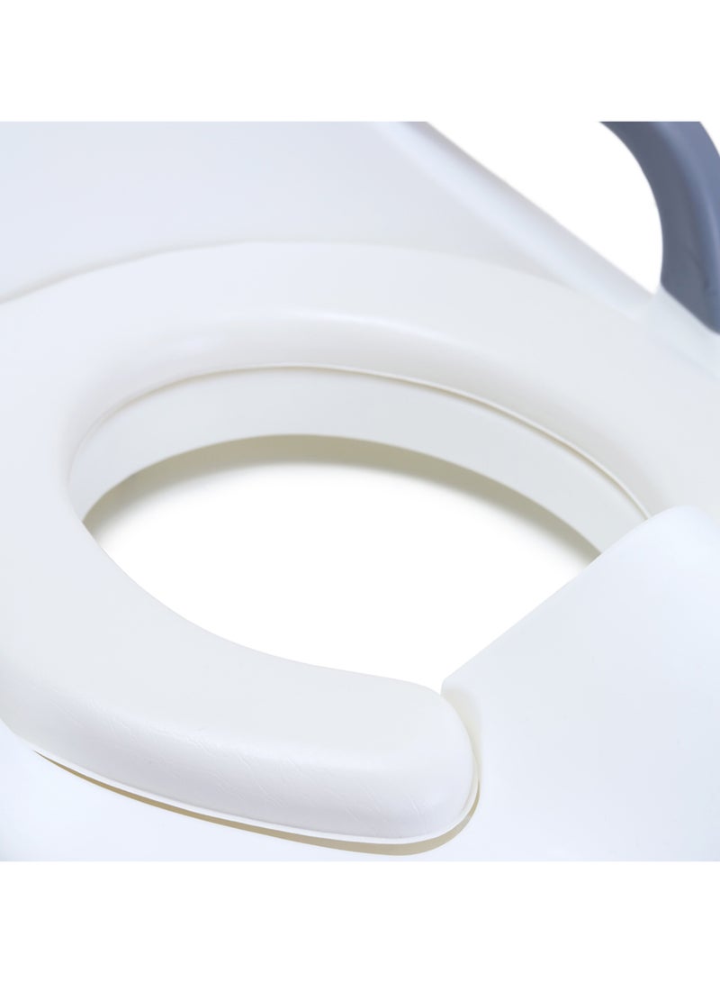 Potty Trainer Cushioned Seat Durable For Baby With Cushion And Handles- White