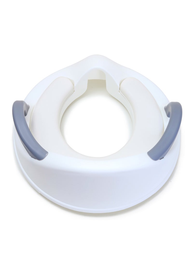 Potty Trainer Cushioned Seat Durable For Baby With Cushion And Handles- White