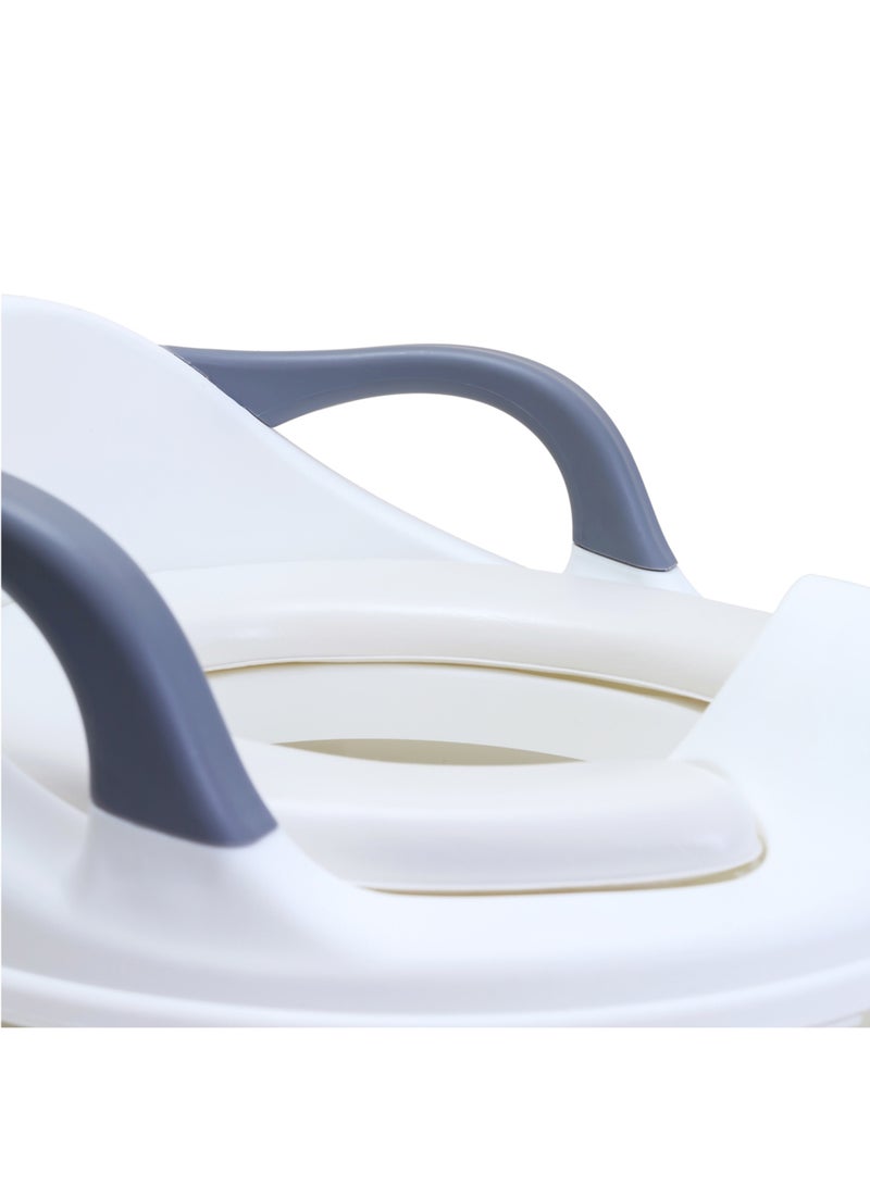Potty Trainer Cushioned Seat Durable For Baby With Cushion And Handles- White