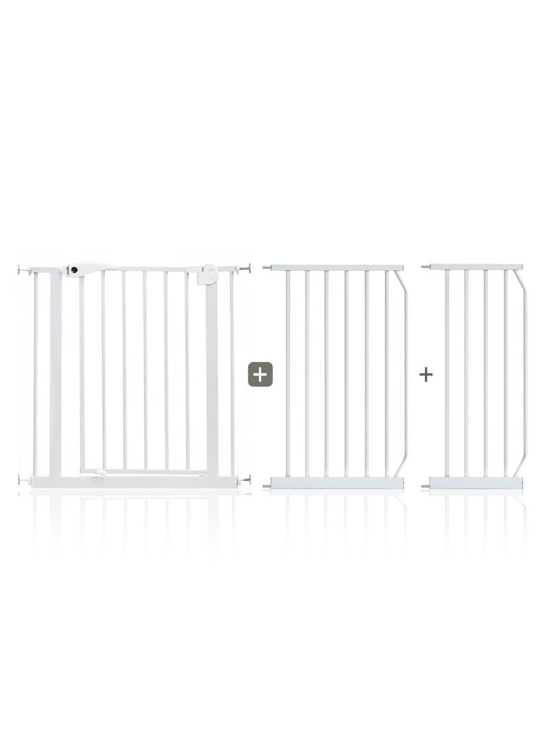 Metal Safety Gate 30 Cm + 45 Cm Extension - White