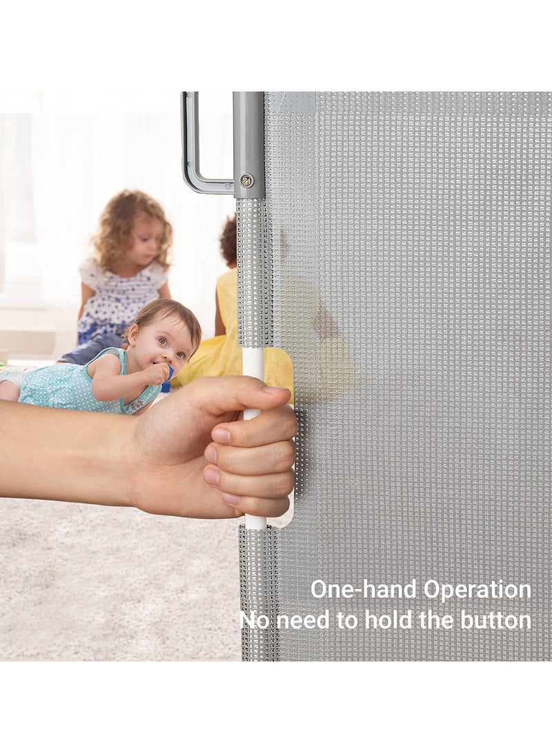 Extra Tall And Wide Outdoor Retractable Mesh Gate - White