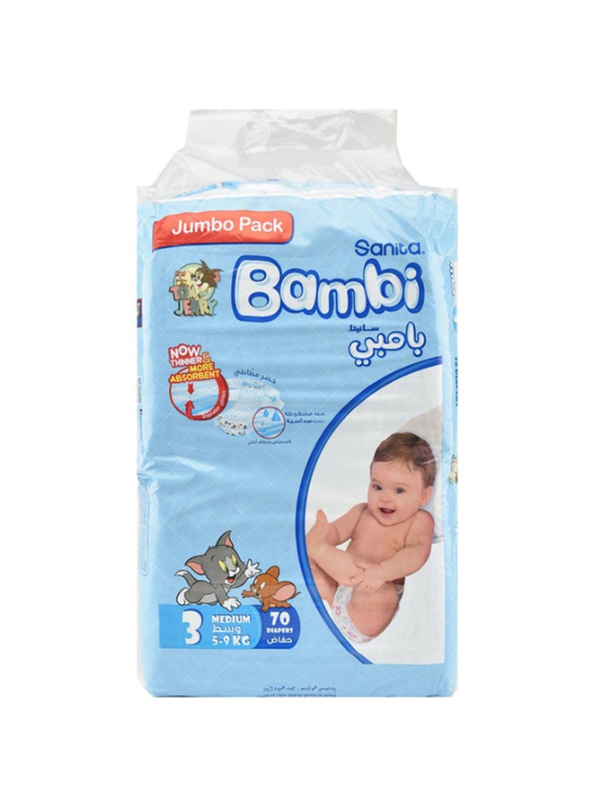 Size 3, Medium, 6-11Kg, Jumbo Pack, 70 Diapers