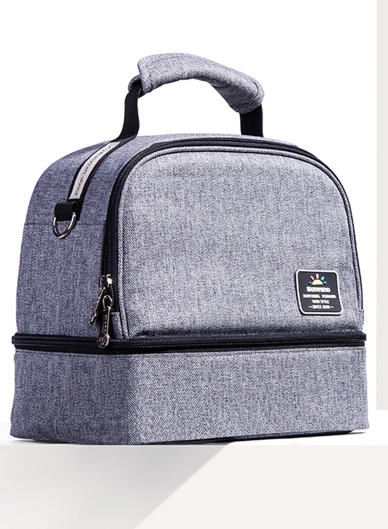 Insulated Bottle And Lunch Bag - Grey