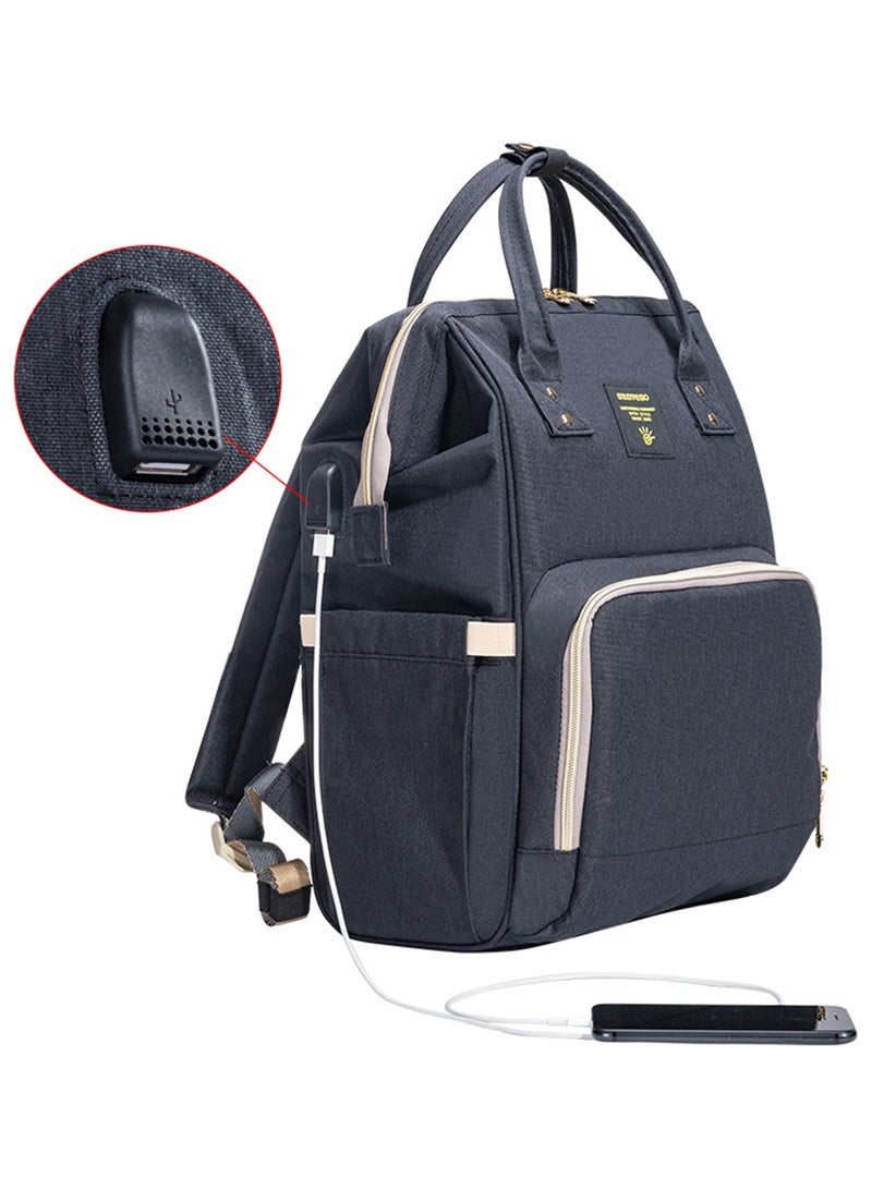 Multifunction Travel Diaper Backpack With USB - Black