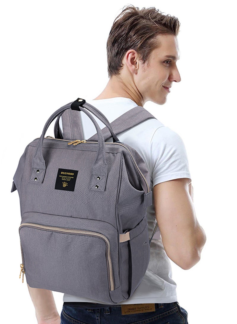 Multifunction Travel Backpack Diaper Bag With USB - Grey