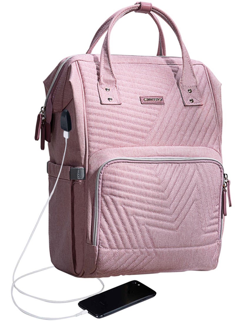 Multifunction Travel Backpack Diaper Bag - Nova Pink