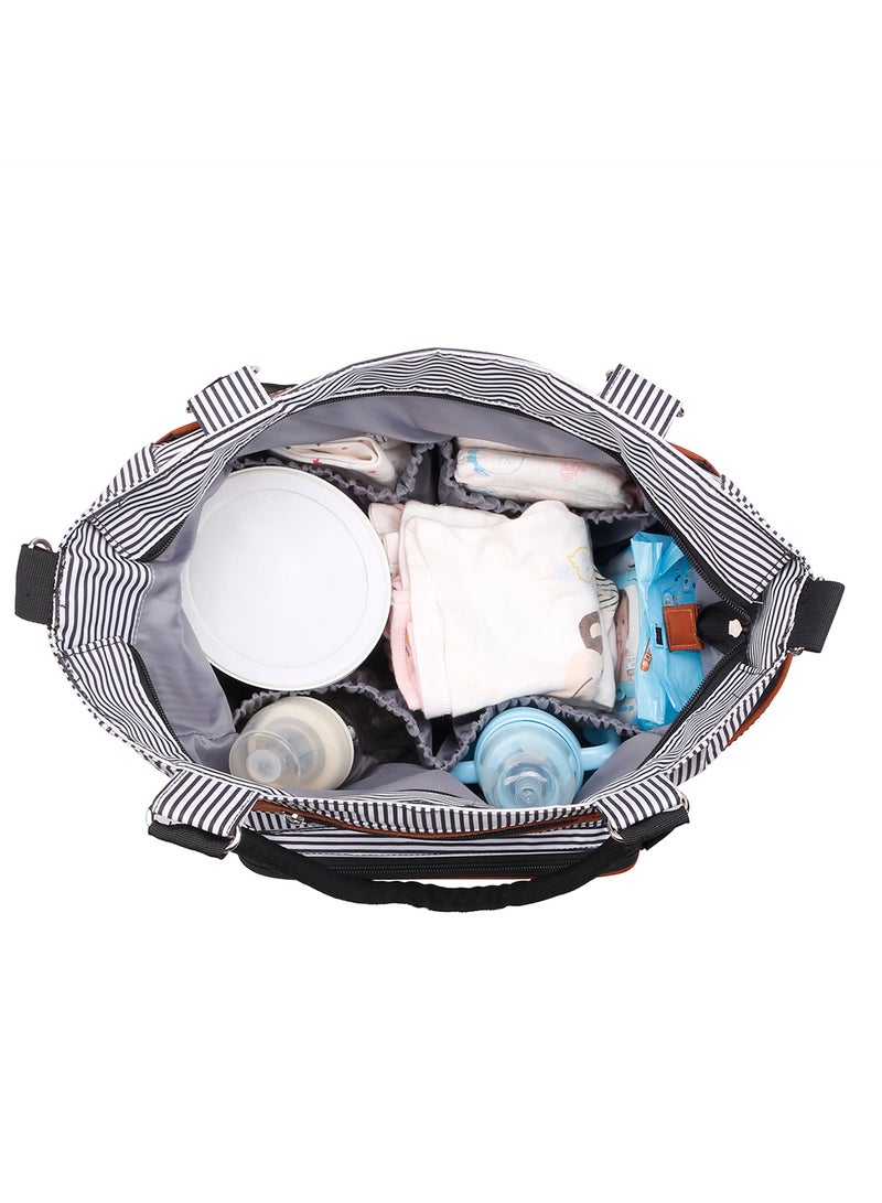 Set Of 6 Baby Diaper Bag With Hooks And Nappy Changing Mat - Black Black