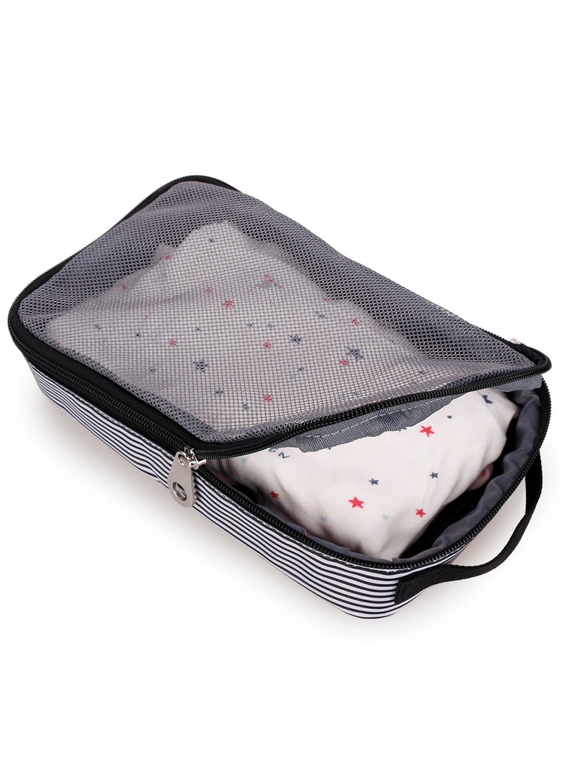 Set Of 6 Baby Diaper Bag With Hooks And Nappy Changing Mat - Black Black