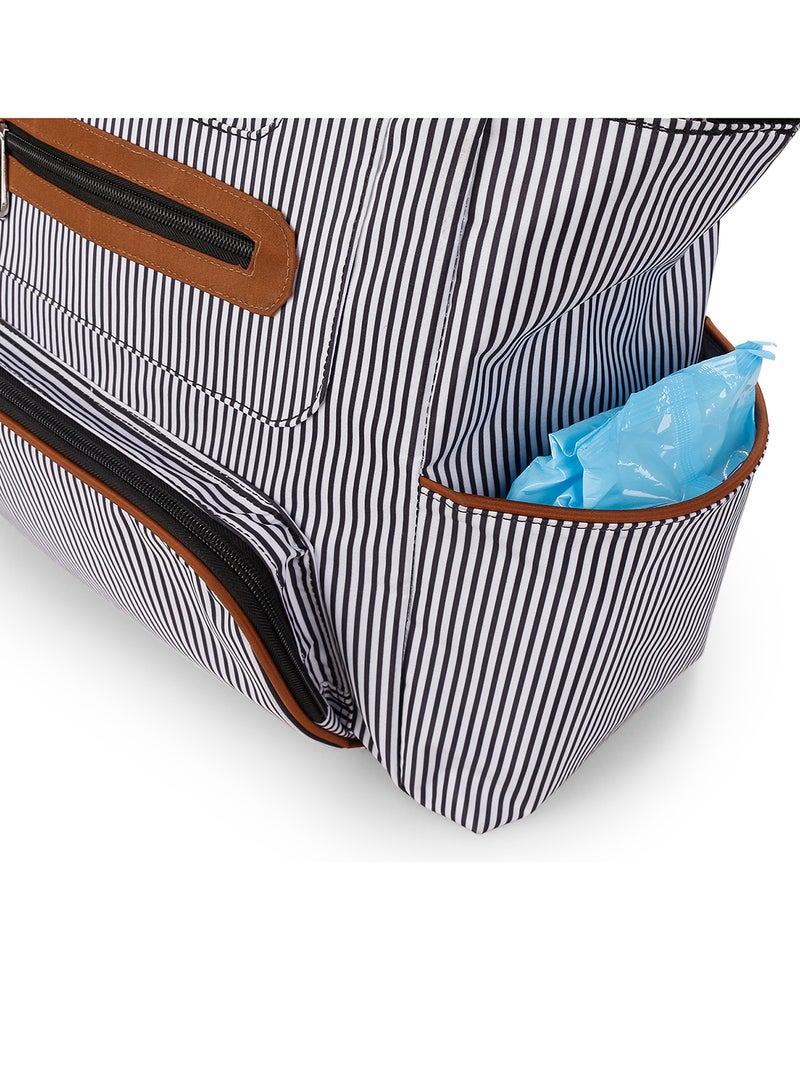 Set Of 6 Baby Diaper Bag With Hooks And Nappy Changing Mat - Black Black