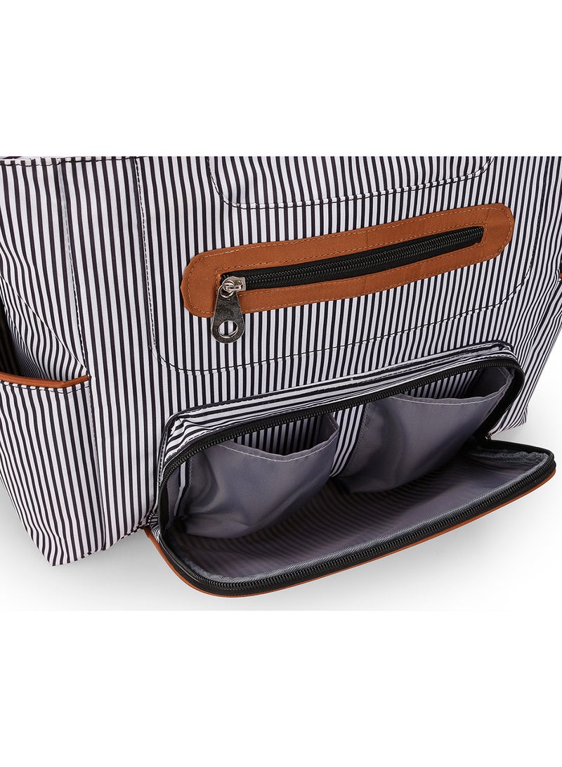 Set Of 6 Baby Diaper Bag With Hooks And Nappy Changing Mat - Black Black