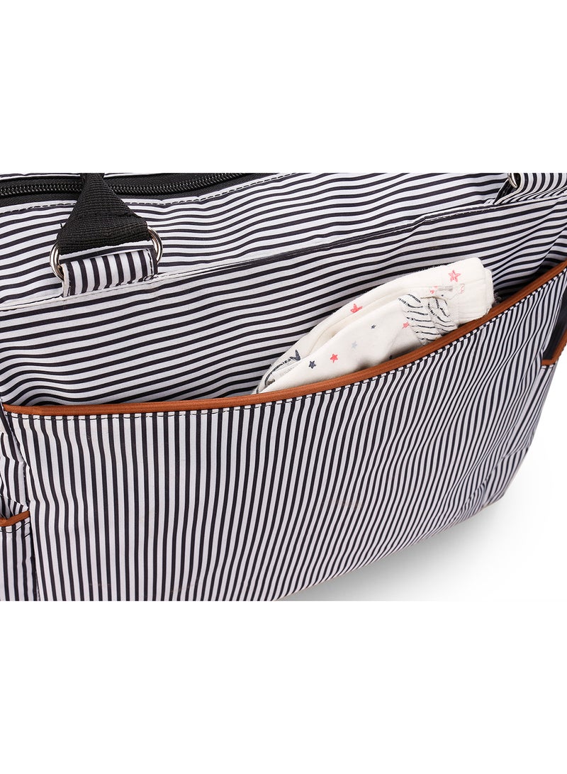 Set Of 6 Baby Diaper Bag With Hooks And Nappy Changing Mat - Black Black