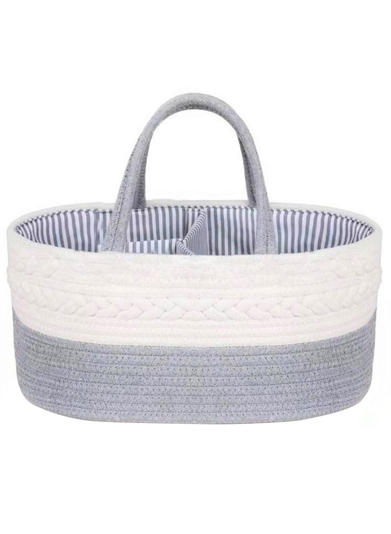 Cotton Rope Diaper Caddy - Grey