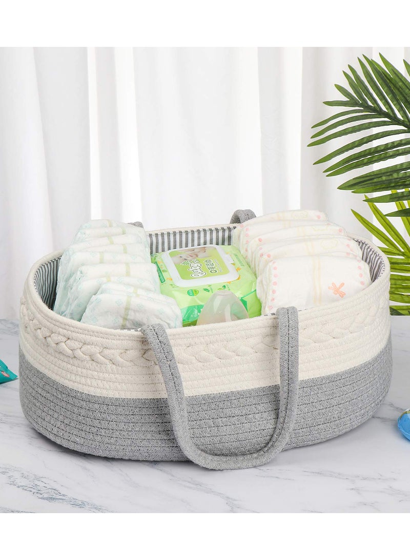 Cotton Rope Diaper Caddy - Grey