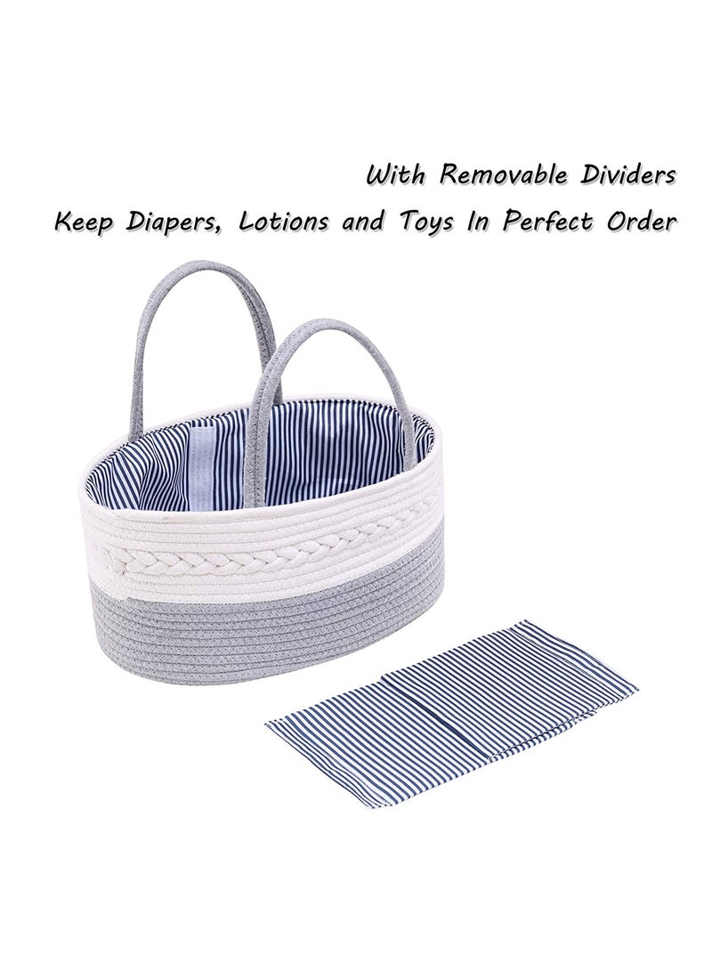 Cotton Rope Diaper Caddy - Grey