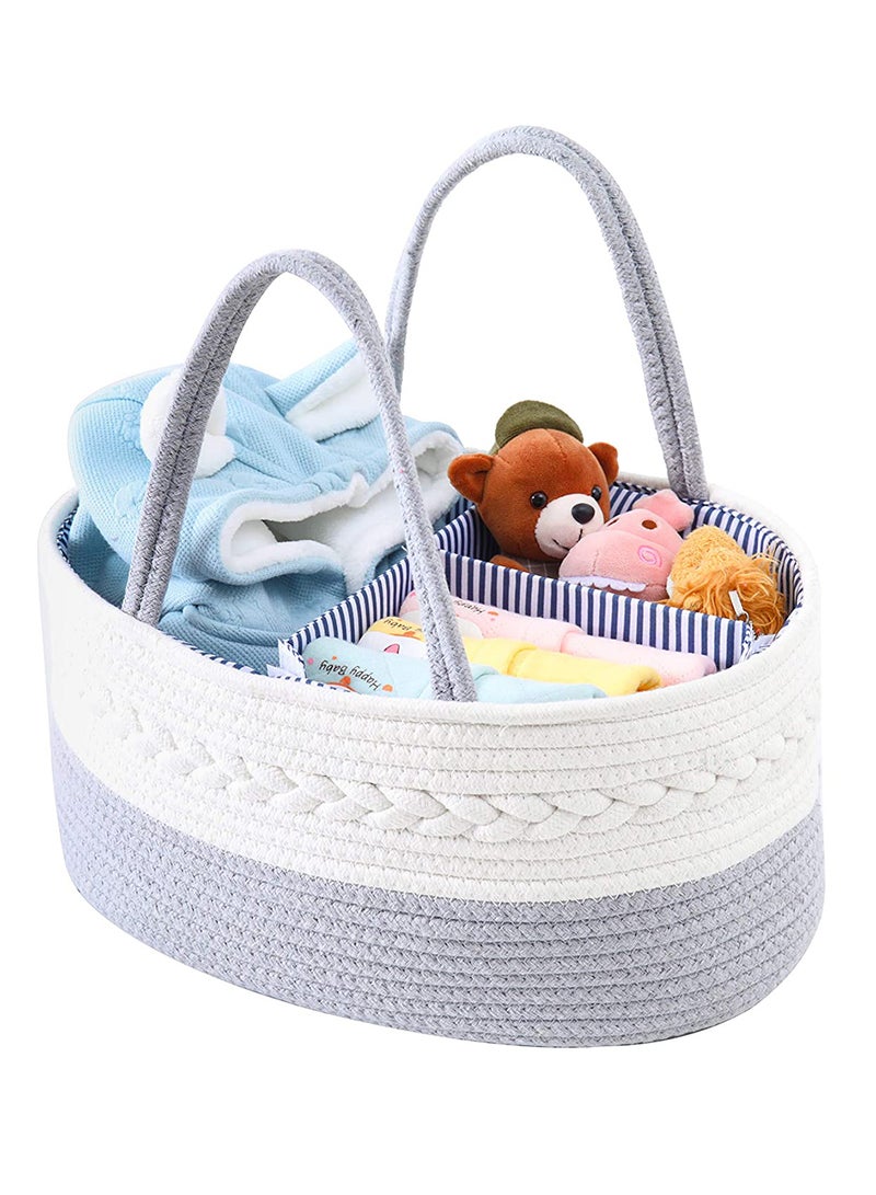 Cotton Rope Diaper Caddy - Grey