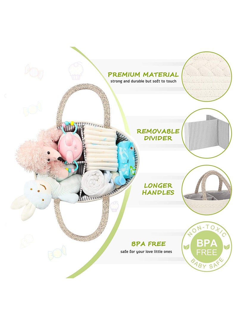 Cotton Rope Diaper Caddy - White Rainbow