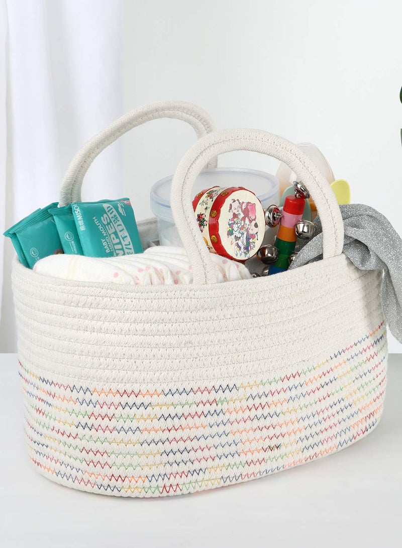 Cotton Rope Diaper Caddy - White Rainbow