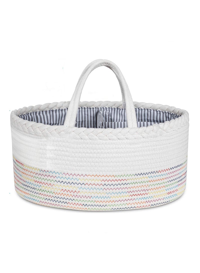 Cotton Rope Diaper Caddy - White Rainbow