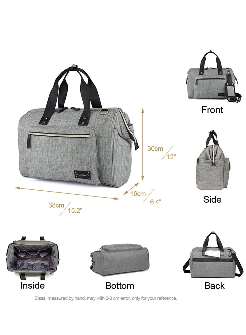 Zera Mom Dad Baby Diaper Bag Essentials And Changing Mat With Multiple Pockets - Grey