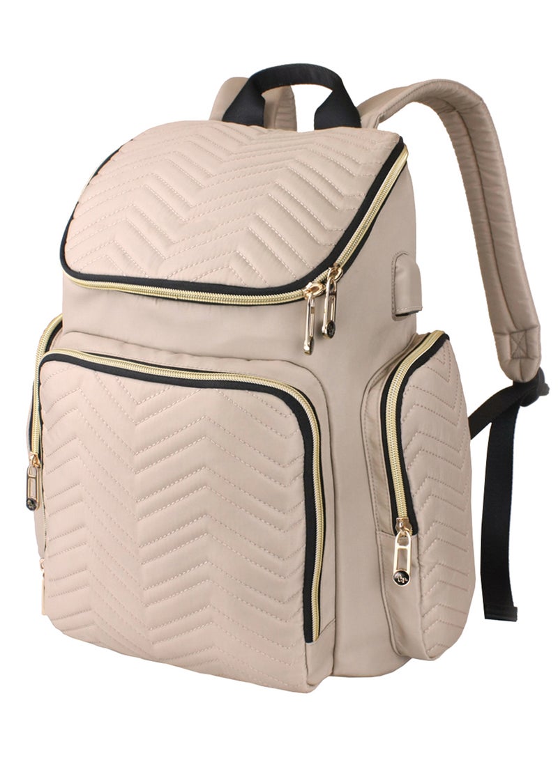 Georgia Diaper Bag Wt Changing Pad And Stroller Hooks - Ivory