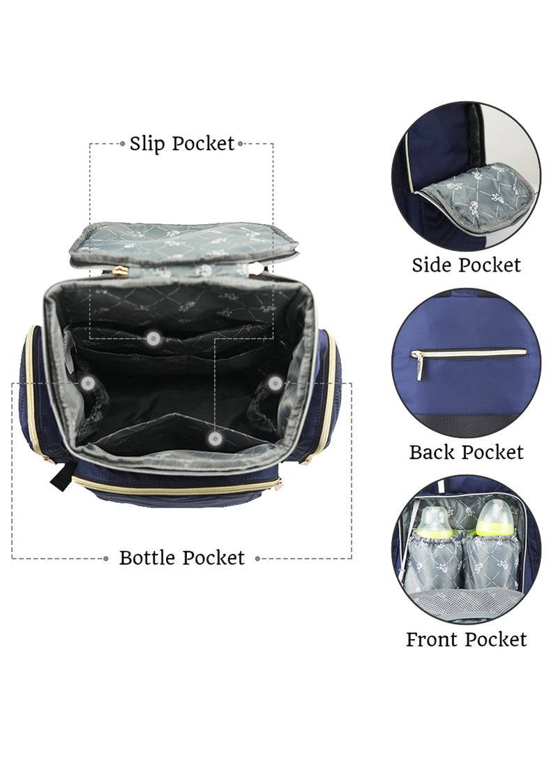 Georgia Diaper Bag Wt Changing Pad And Stroller Hooks - Navy Blue