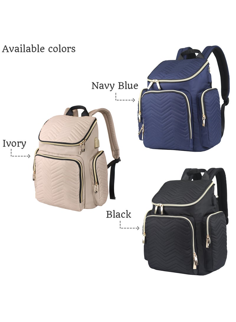 Georgia Diaper Bag Wt Changing Pad And Stroller Hooks - Navy Blue