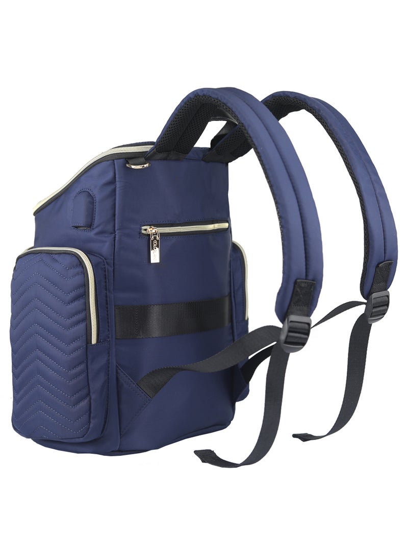 Georgia Diaper Bag Wt Changing Pad And Stroller Hooks - Navy Blue