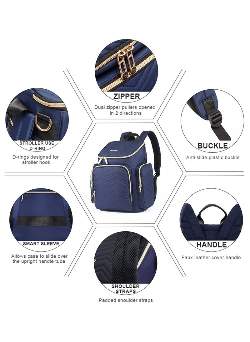 Georgia Diaper Bag Wt Changing Pad And Stroller Hooks - Navy Blue