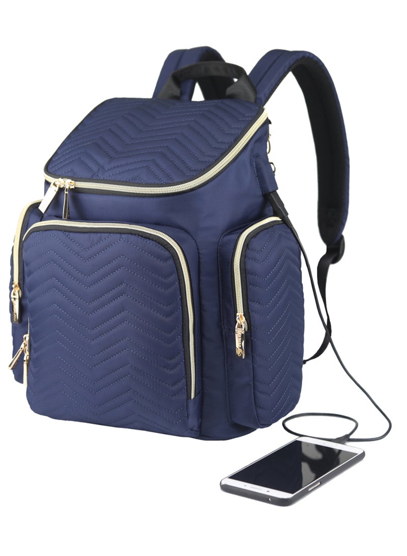 Georgia Diaper Bag Wt Changing Pad And Stroller Hooks - Navy Blue