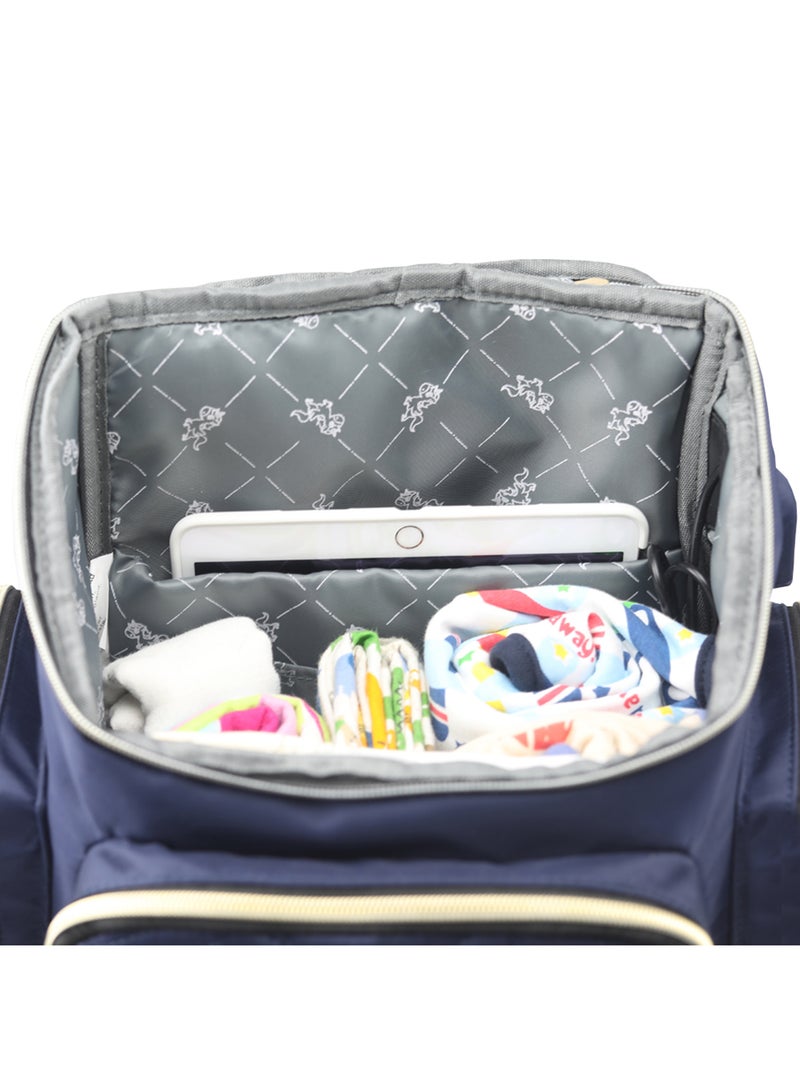 Georgia Diaper Bag Wt Changing Pad And Stroller Hooks - Navy Blue