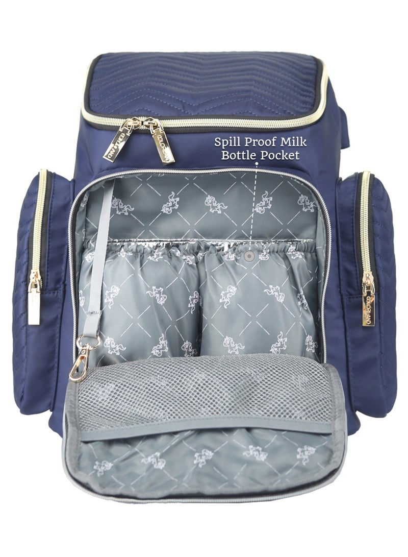 Georgia Diaper Bag Wt Changing Pad And Stroller Hooks - Navy Blue