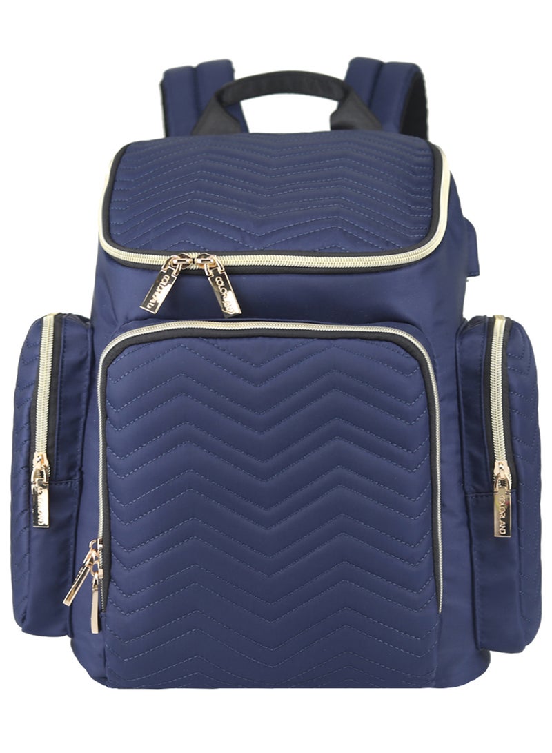 Georgia Diaper Bag Wt Changing Pad And Stroller Hooks - Navy Blue