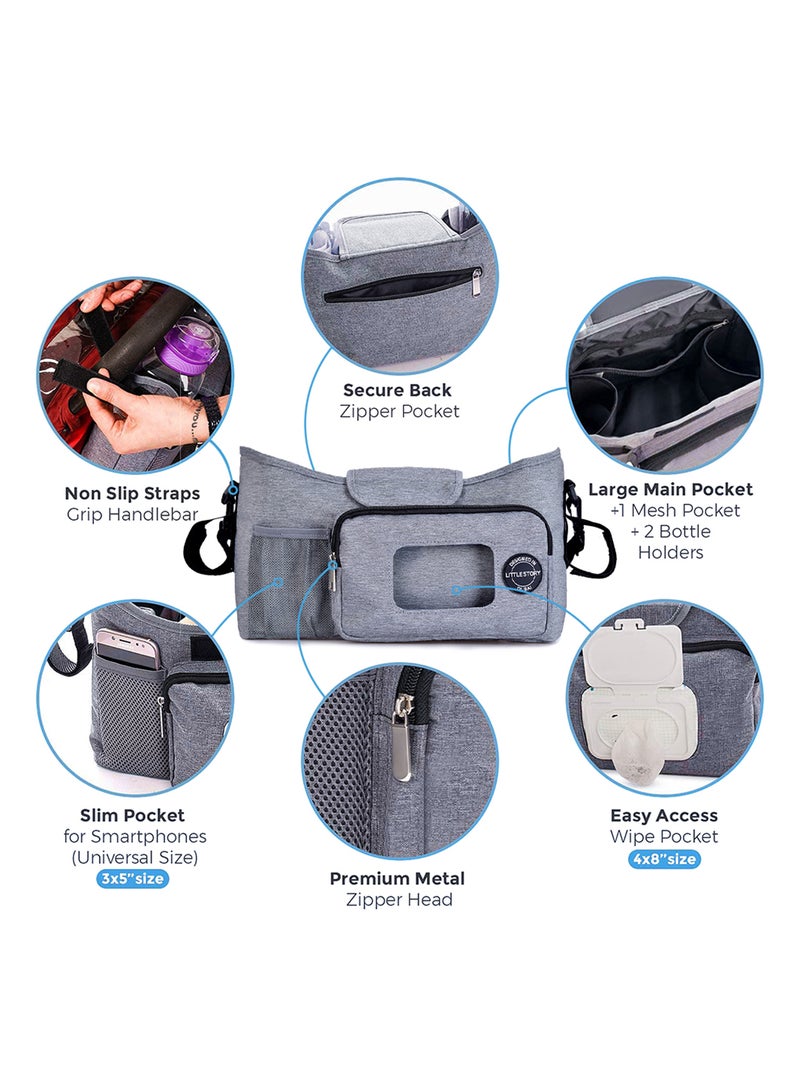 Stroller Diaper Organizer Bag - Grey
