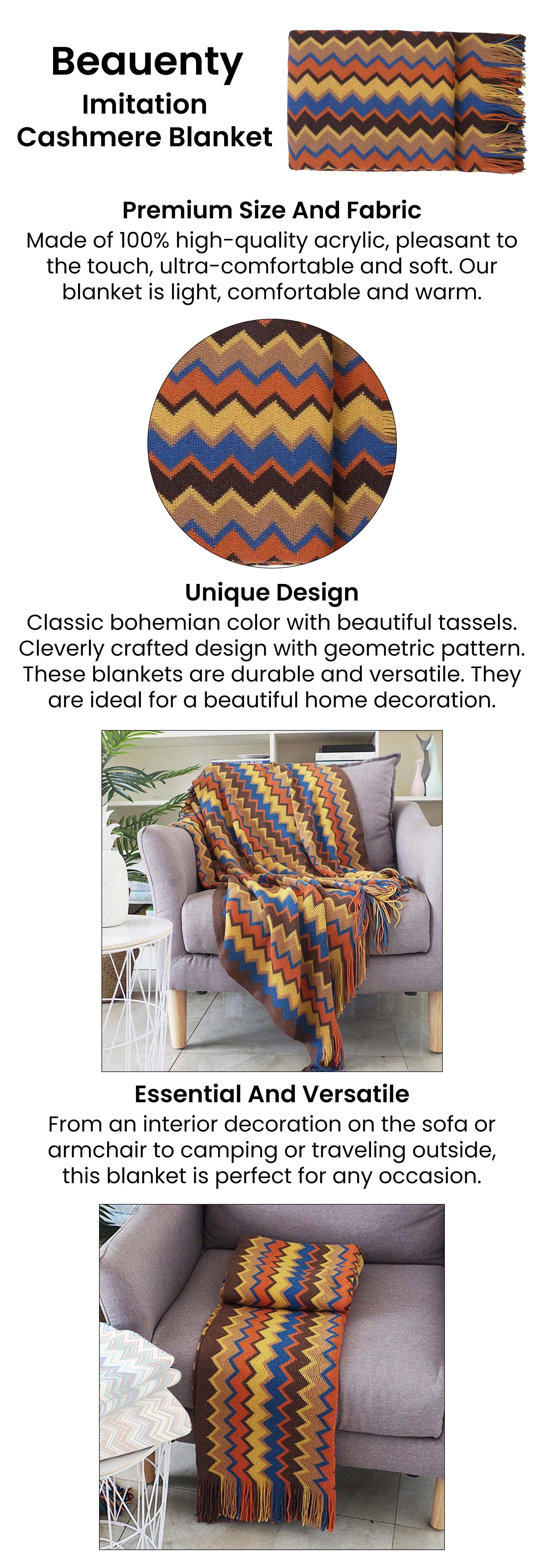 Imitation Blanket Cashmere Yellow/Brown/Blue 130x200cm